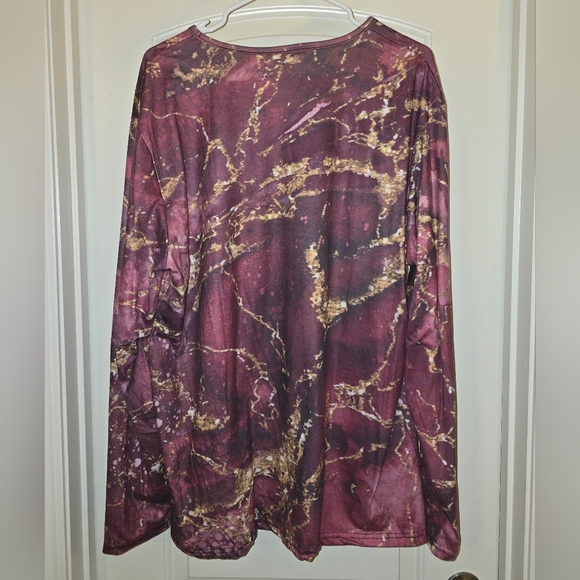 Women's Long Sleeve Knit Top - Marble pattern - fits like a 4X - Picture 2 of 3
